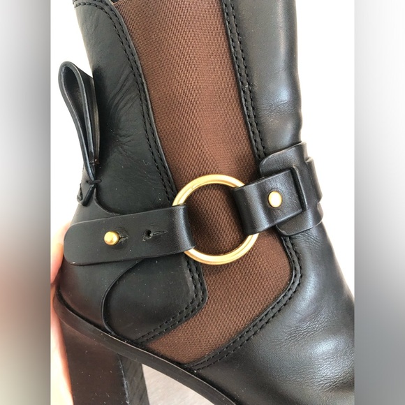 See by Chloe Alexis Bootie Black Leather Ankle Boots Square Toe 38 - Picture 5 of 8